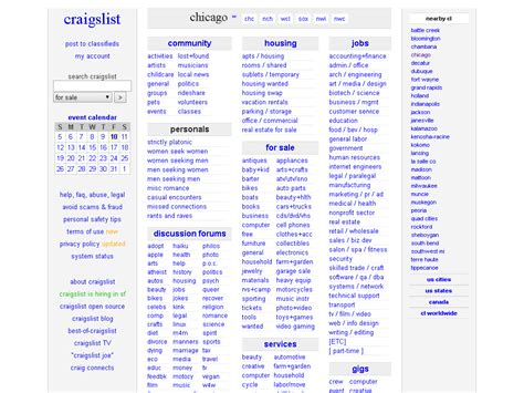 craigslist: chicago jobs, apartments, for sale, services, community ...